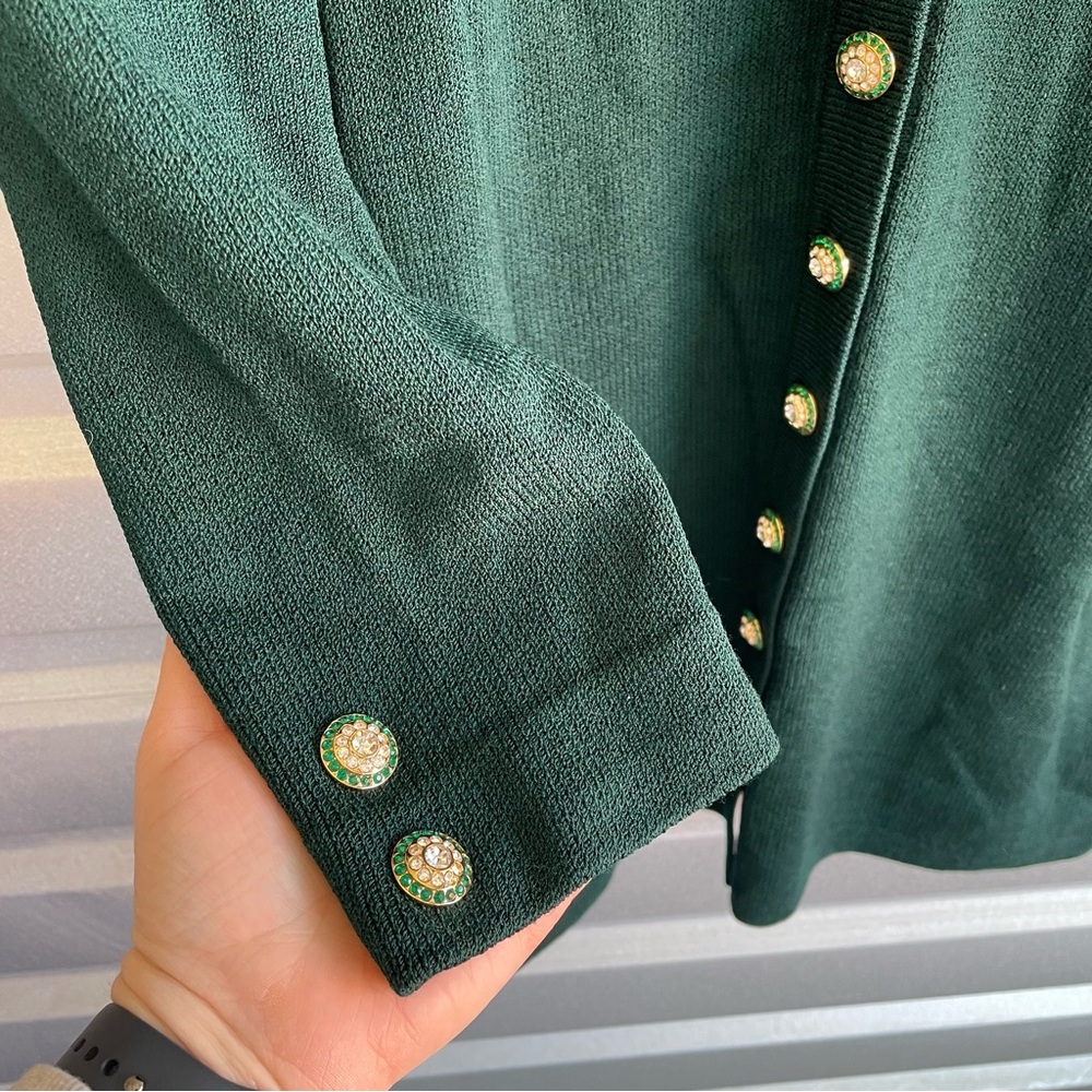 St. John vintage Santana knit jeweled button cardigan dress - Picture 4 of 5